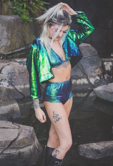 Reversible Sequin Jacket - Peacock - Image 15