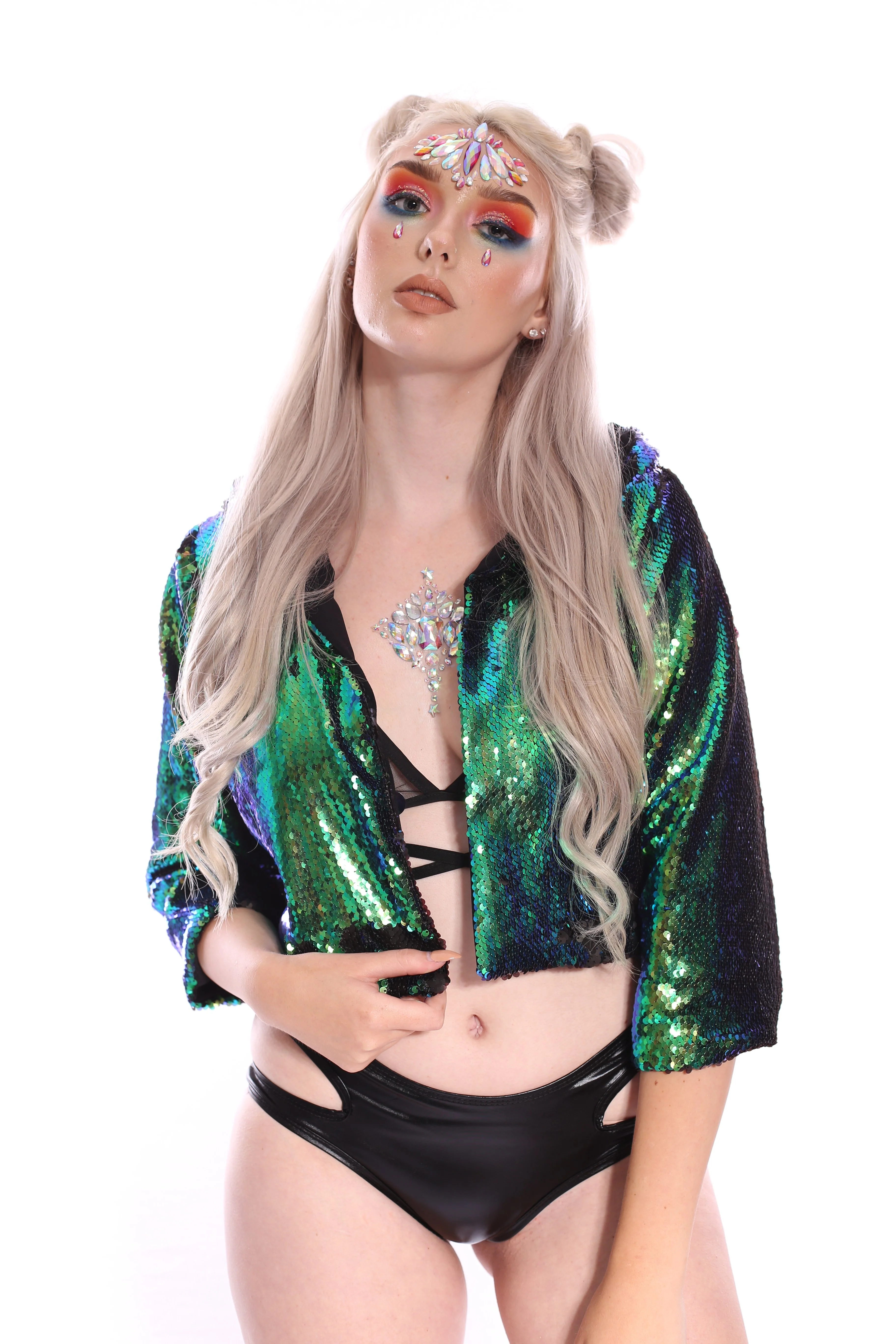 Reversible Sequin Jacket - Peacock - Image 6