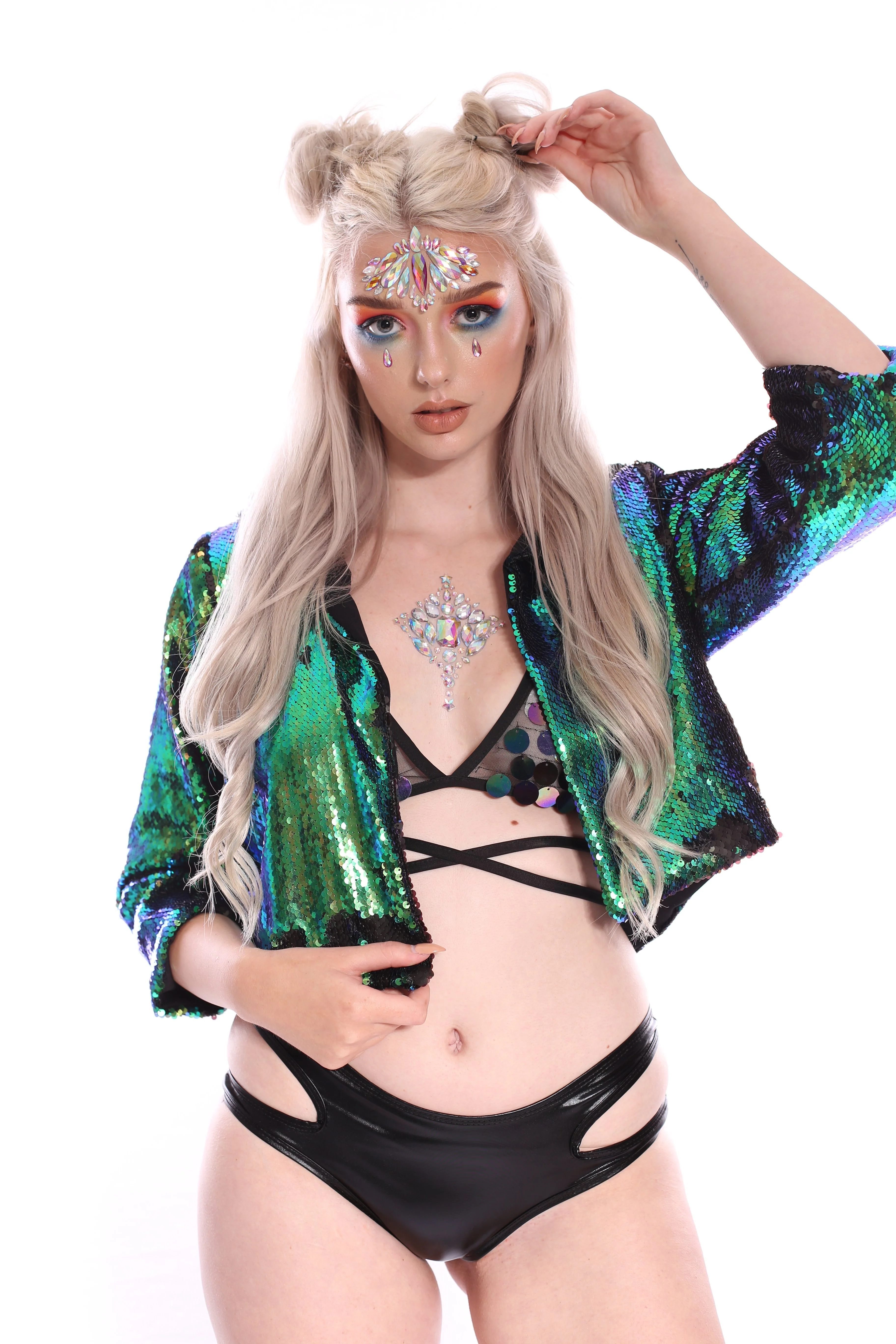 Reversible Sequin Jacket - Peacock - Image 7