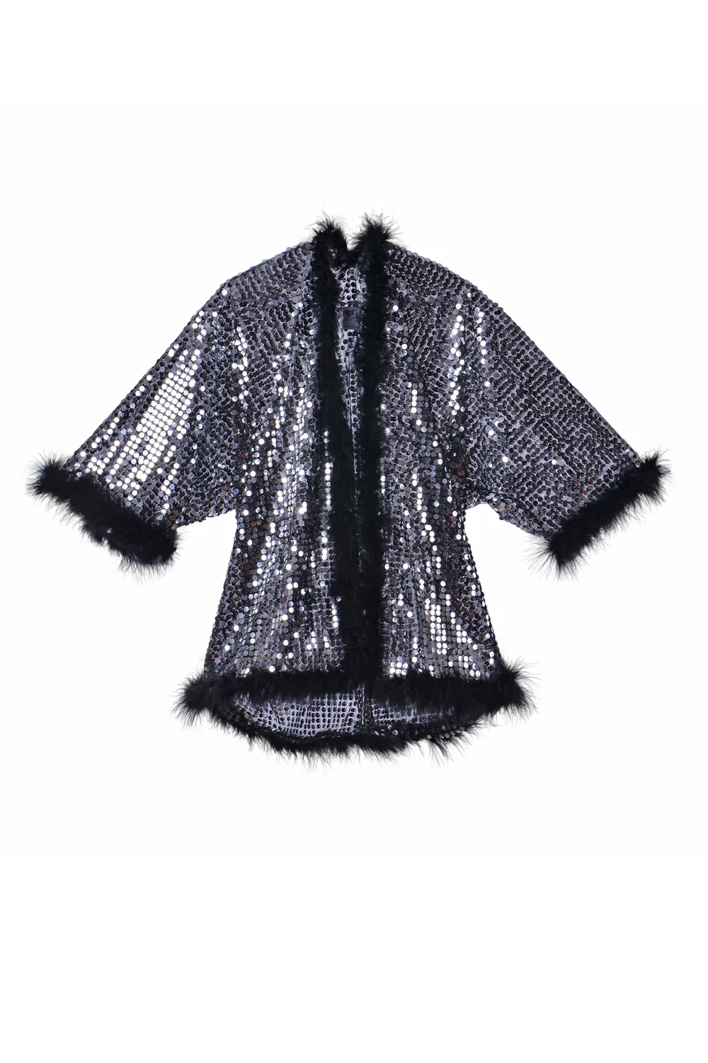 Sequin Fuzzy Kimono - Black Disco - Image 5