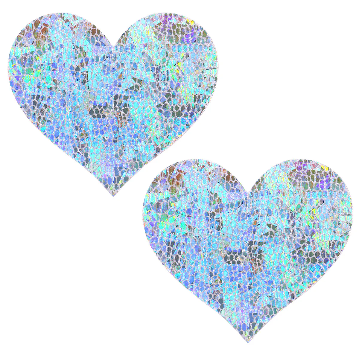 Silver Holographic Heart Pasties - Image 2
