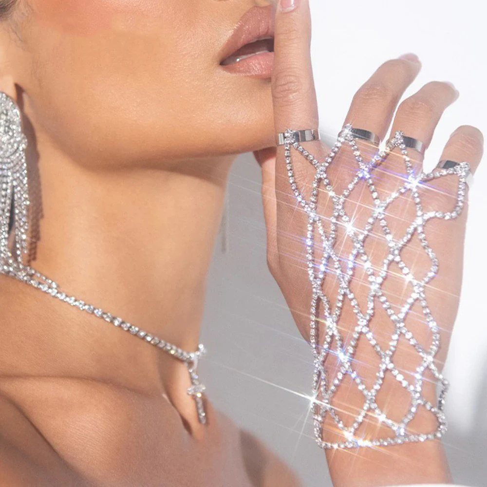 Silver Rhinestone Hand Glove - Image 4