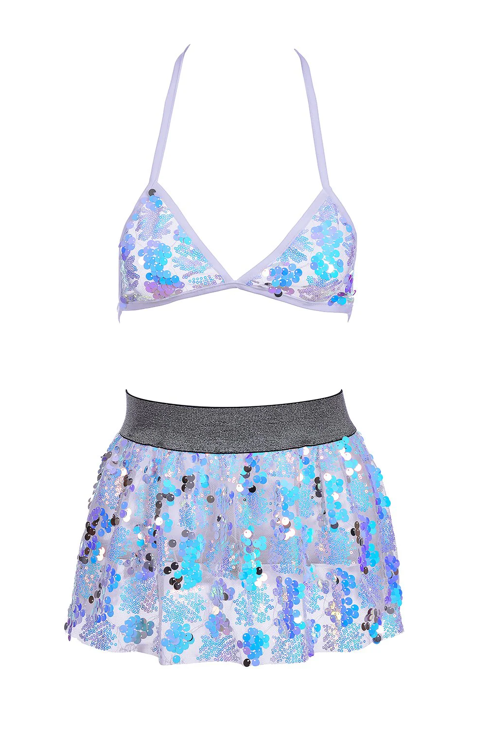 Sparkle Galaxy Sequin Set (Bra + Skirt) - Iridescent - Image 4