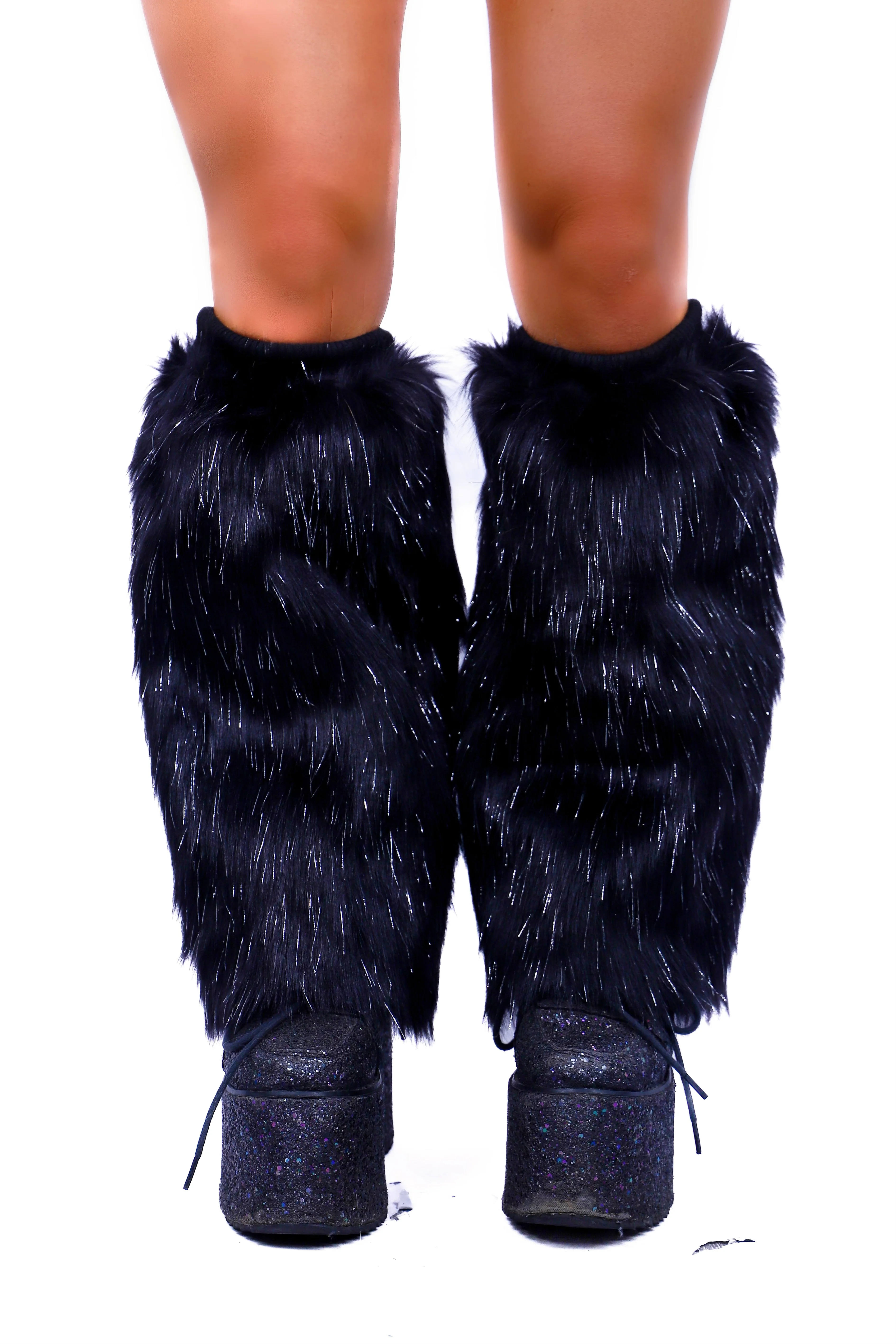 Black Fuzzy Leg Warmers - Image 2
