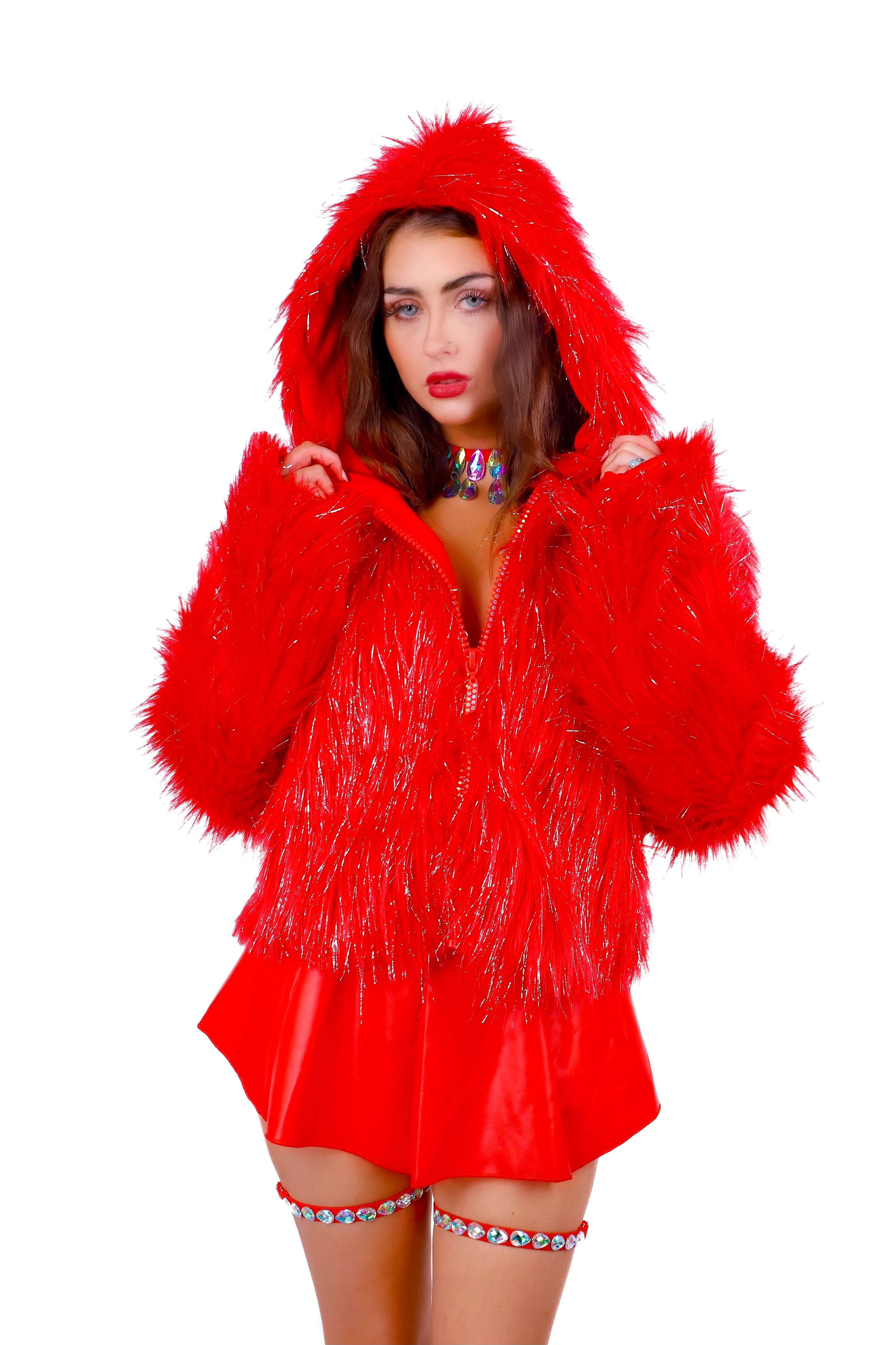 Ruby Shimmer Fuzzy Jacket - Image 3
